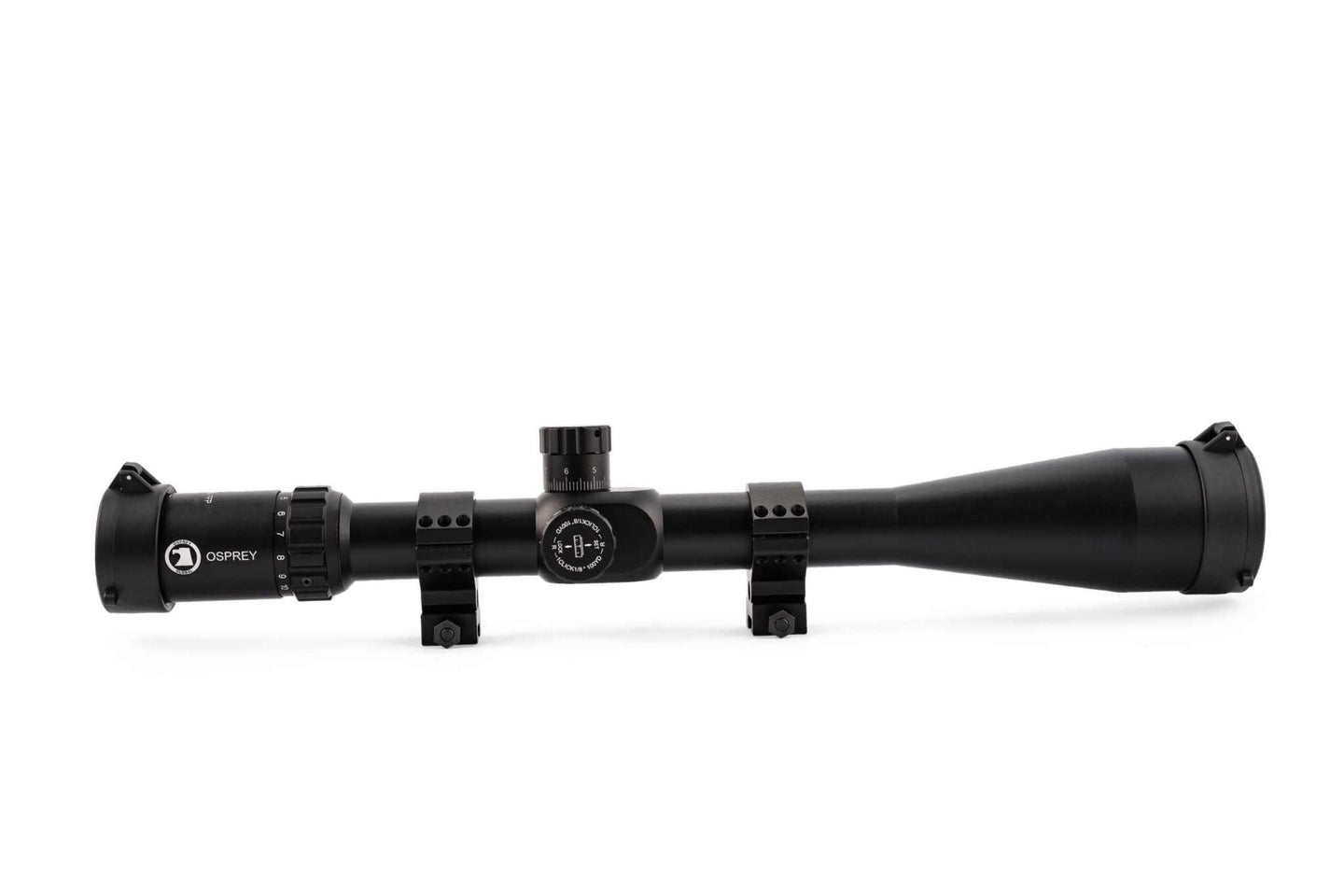 Elite Series 4-40x56 FFP rifle scope with etched glass reticle, black matte finish, and aluminum rings