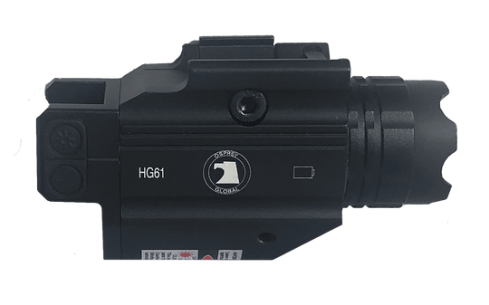 Compact black green laser flashlight combo with picatinny rail mount for tactical use