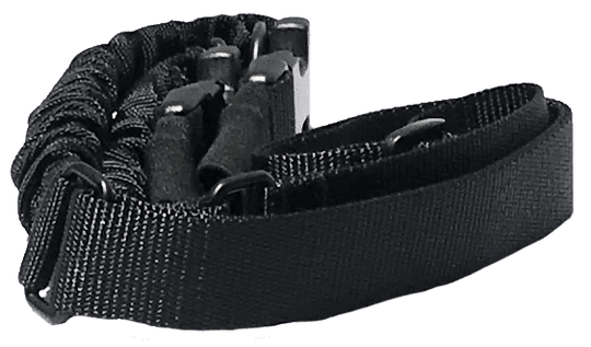 Black tactical weapon sling with quick release clips and elastic bungee for one or